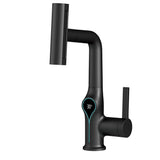 Moderne Waschbeckenarmatur mit Wasserfallfunktion, Temperaturanzeige und flexiblem Auszug