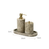 MarmoImperial Luxus Badaccessoire-Set aus Naturmarmor – 7-teiliges Premium Badezimmer-Set in Emperador Light Optik