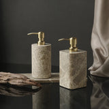 MarmoImperial Luxus Badaccessoire-Set aus Naturmarmor – 7-teiliges Premium Badezimmer-Set in Emperador Light Optik
