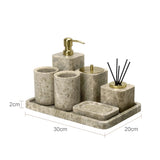 MarmoImperial Luxus Badaccessoire-Set aus Naturmarmor – 7-teiliges Premium Badezimmer-Set in Emperador Light Optik