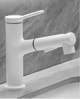 Moderne Waschbeckenarmatur mit herausziehbarem Brauseauslauf und Mischfunktion