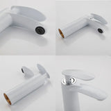 Elegante Waschbeckenarmatur in Weiß mit Kaskadenauslauf und Mischfunktion aus Messing