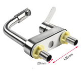 Hochwertige Spültischarmatur aus Edelstahl mit Warm- und Kaltwasserregler