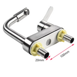 Hochwertige Spültischarmatur aus Edelstahl mit Warm- und Kaltwasserregler