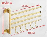 BadMeister Doppelhandtuchhalter | Aluminium & Holz | <50 cm | Mit Haken