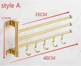 BadMeister Doppelhandtuchhalter | Aluminium & Holz | <50 cm | Mit Haken