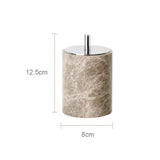 MarmoImperial Luxus Badaccessoire-Set aus Naturmarmor – 7-teiliges Premium Badezimmer-Set in Emperador Light Optik