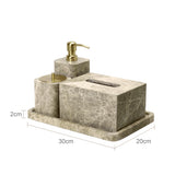 MarmoImperial Luxus Badaccessoire-Set aus Naturmarmor – 7-teiliges Premium Badezimmer-Set in Emperador Light Optik