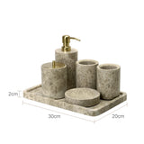MarmoImperial Luxus Badaccessoire-Set aus Naturmarmor – 7-teiliges Premium Badezimmer-Set in Emperador Light Optik