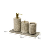 MarmoImperial Luxus Badaccessoire-Set aus Naturmarmor – 7-teiliges Premium Badezimmer-Set in Emperador Light Optik