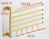BadMeister Doppelhandtuchhalter | Aluminium & Holz | <50 cm | Mit Haken